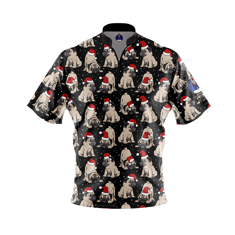 Santa's Pugs Rocket Bowling Jersey